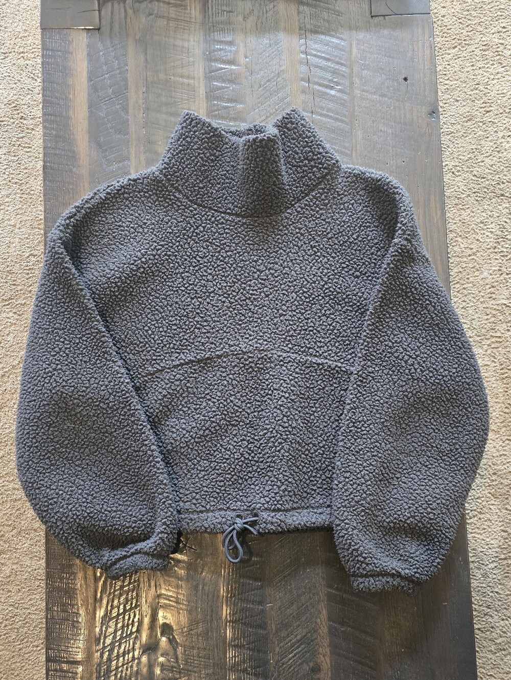 Old Navy Charcoal Sherpa Turtleneck Crop Pullover